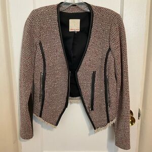 Rebecca Taylor Women’s  Black White and Pink Woven Tweed Jacket Size 2